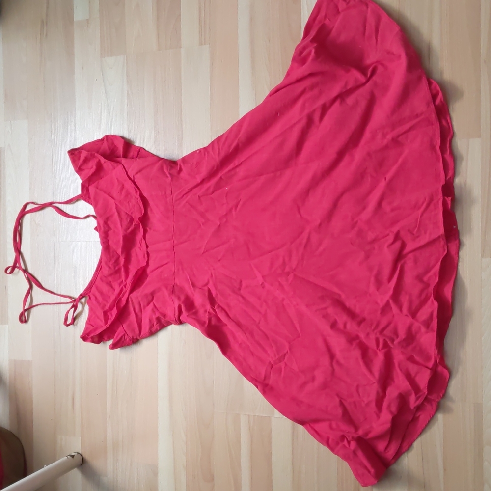 Ruffled halter pink sundress